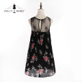 Fashion Black Spring Floral Dinner Dresses Ladies Clothes